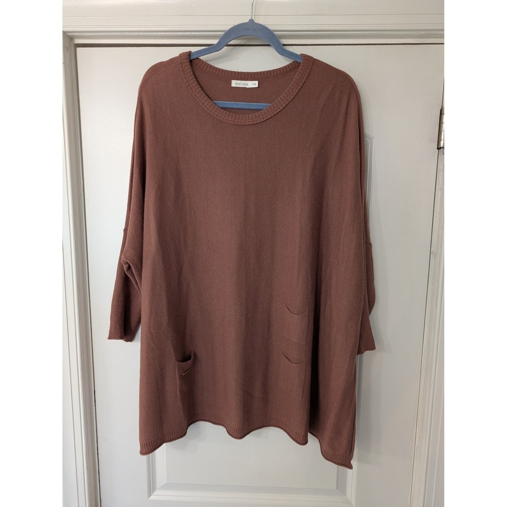MerSea Womens Catalina Travel Sweater Oversized Knit Tunic Brown Pockets OS